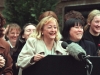 10.4.98. Belfast. At Stormont following the talks. 'Women's Coalition' speaking outside to the TV & press. ©Photo by Derek Speirs